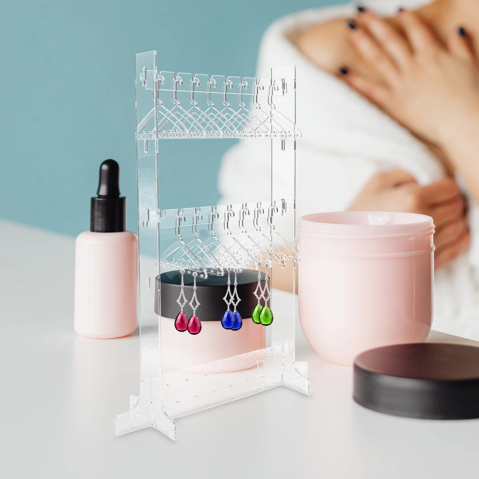 

Acrylic Earring Rack Holder Jewelry Display Organizer Stand Set Mini Hangers Ear Stud Hanging Piercing Dangle Storage Tower