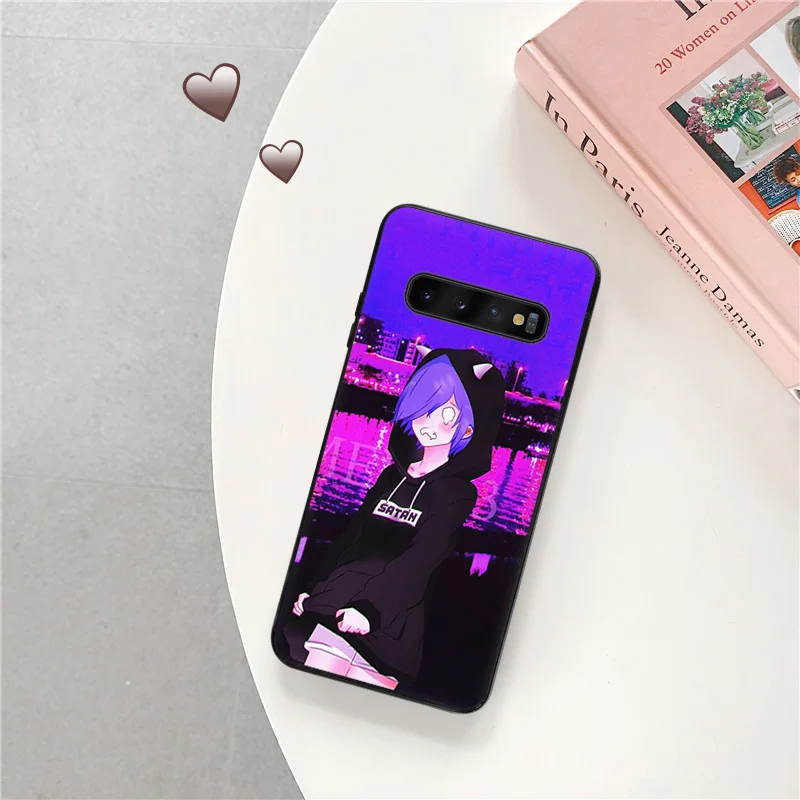 Matte Phone Case for Samsung Galaxy S24 Ultra S23 FE S22 S21 S20 S10 S9 Note20 LEWD Vaporwave Girl Anime Black Cases Funda Shell