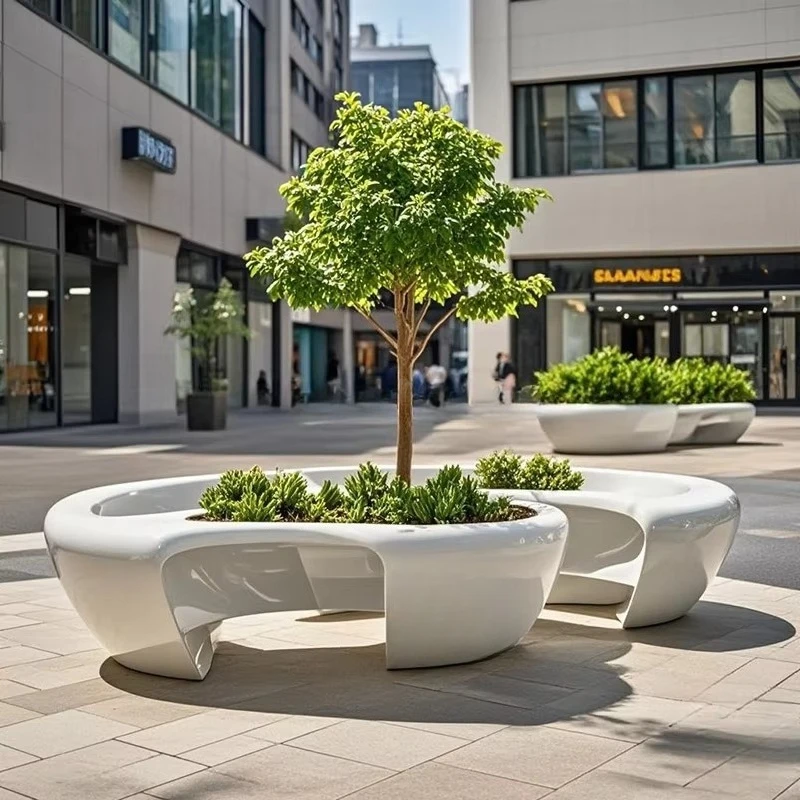 Hot-Selling Indoor/Outdoor Fiberglass Leisure Chair Creative Flower Pond Stool Tree Pond Seat Hotels Hospitals Parks