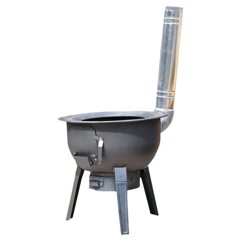 New Firewood Stove Household Rural Firewood Stove Burning Firewood Mobile Stove Large Pot Table Outdoor Camping Stove und Pot