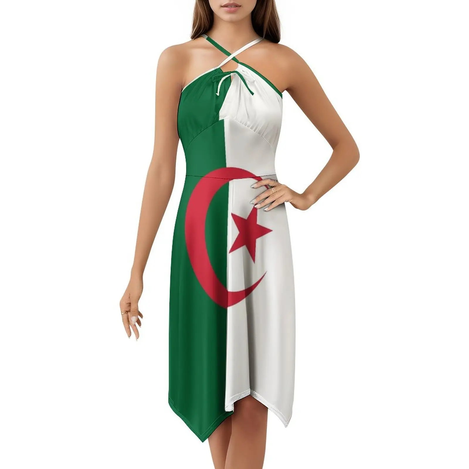 فستان بوهو أنيق بعلم جزائري أنيق لحفلات الزفاف على الشاطئ فستان الجزائر El Djaza?R فستان Tamazight North للفتيات