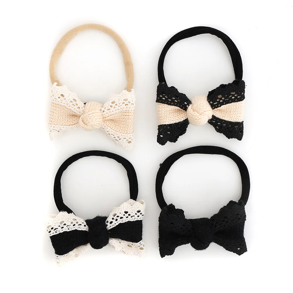 A13 New winter Cotton lace wool Long tail headband girls hair bow dressy accessori bow clip baby band