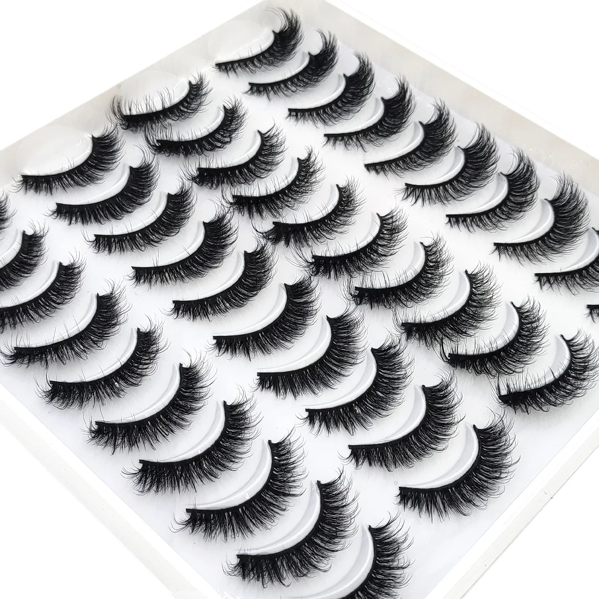 AMSDCN 20 pairs of soft and fluffy natural looking 3D artificial mink eyelashes messy eyelashes elongated and enlarged false eye