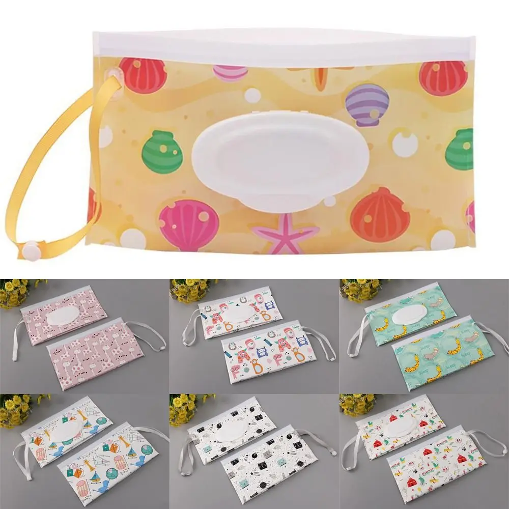 Cute Fashion Baby Product Portable Stroller Accessories Flip Cover Wipes Holder Case Tissue Box Cosmetic Pouch Wet Wipes Bag