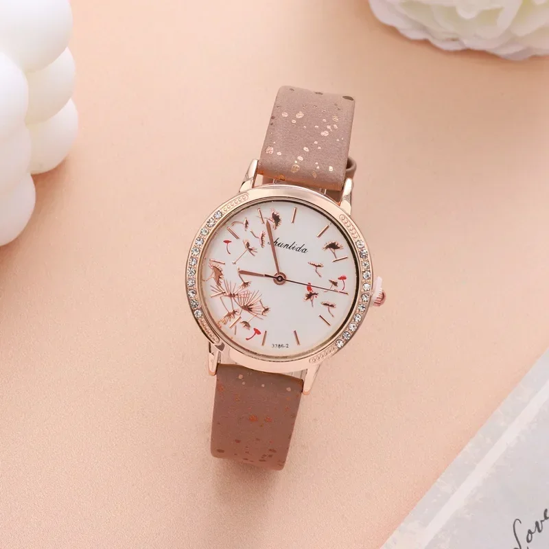 Relógio feminino novo redondo com estilo coreano moda na moda relógios de pulso pulseira de couro estudante relógio de quartzo para mulher relojes