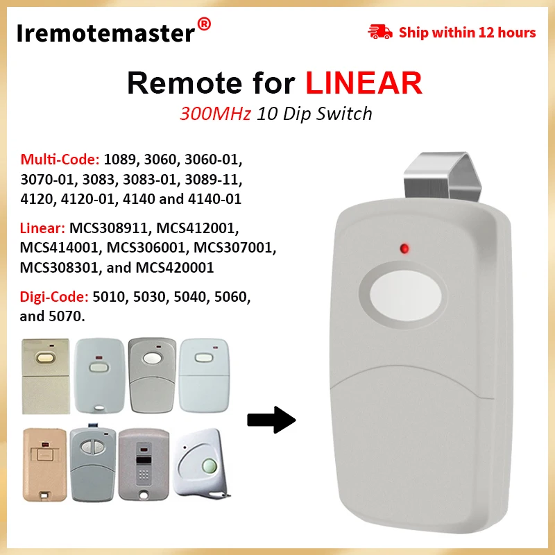 

Garage Door Remote for Linear Multicode 300mhz 10 Dip 3089 3060 3070 Opener