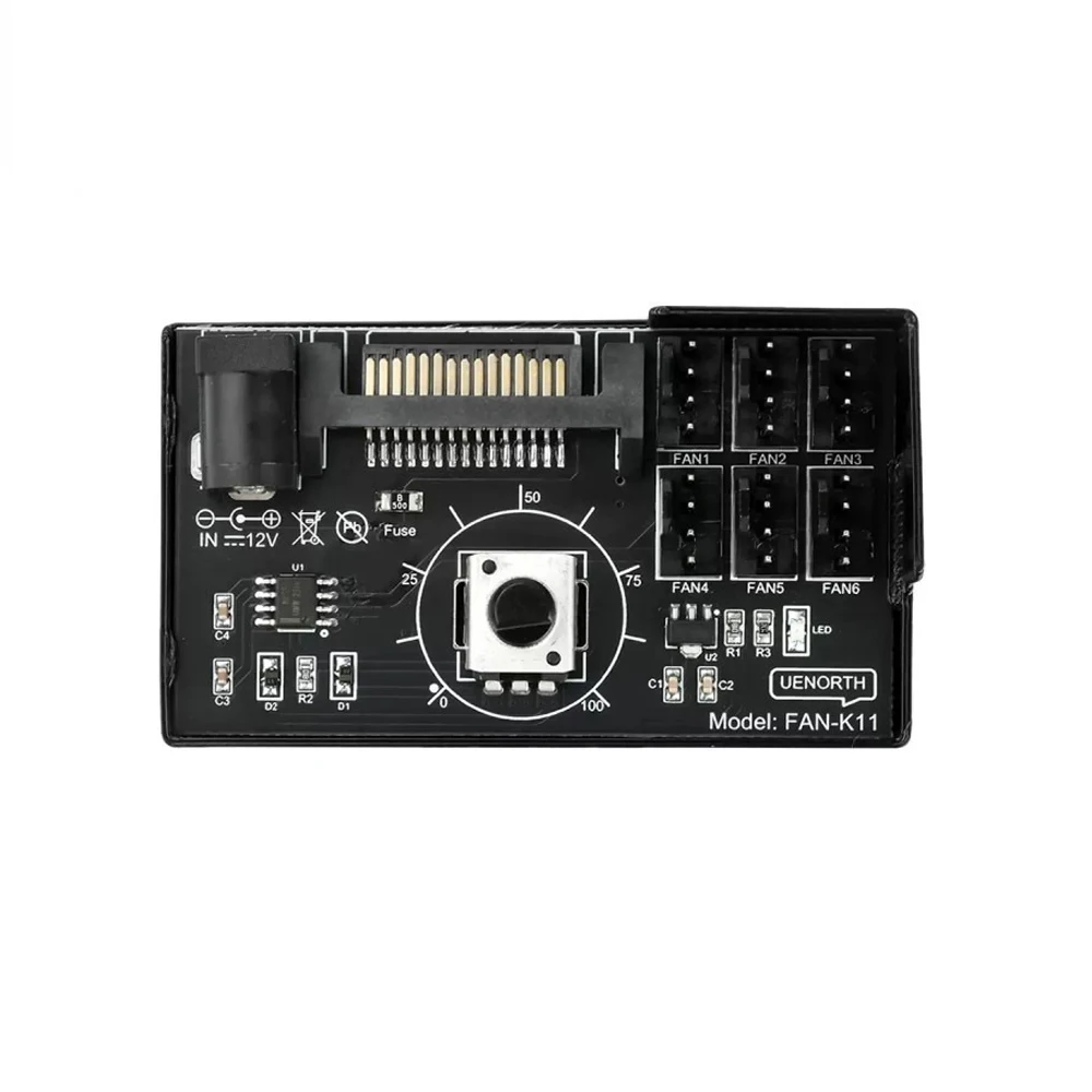 Regolatore di velocità della ventola PWM Regolatore di velocità della ventola SATA su 6 pin per regolatore di velocità della ventola del server NAS Regolatore di controllo HUB della ventola PWM a 6 vie