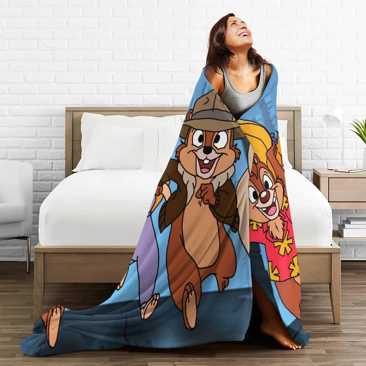 Chip 'N' Dale Funny Film Super Warm Blanket Decorative Plush Bedding Throws Fashion Couch Chair Flannel Bedspread Sofa Bed Cover