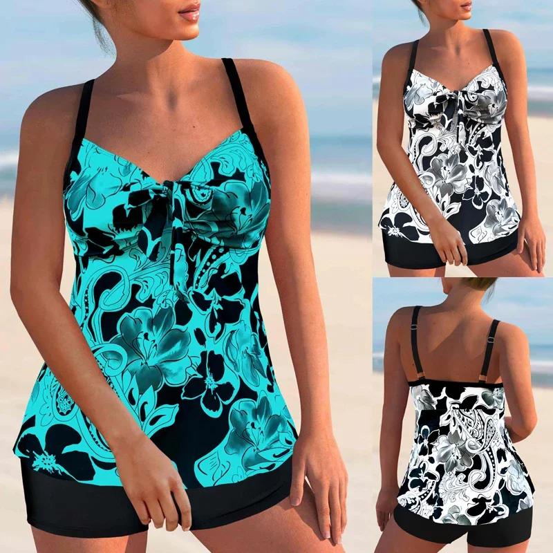 ชุดว่ายน้ำ tankini Monokini สำหรับผู้หญิง, ใหม่2023ชุดว่ายน้ำชุดว่ายน้ำ2ชิ้นชุดว่ายน้ำหลวมไซส์สำหรับใส่ไปทะเล