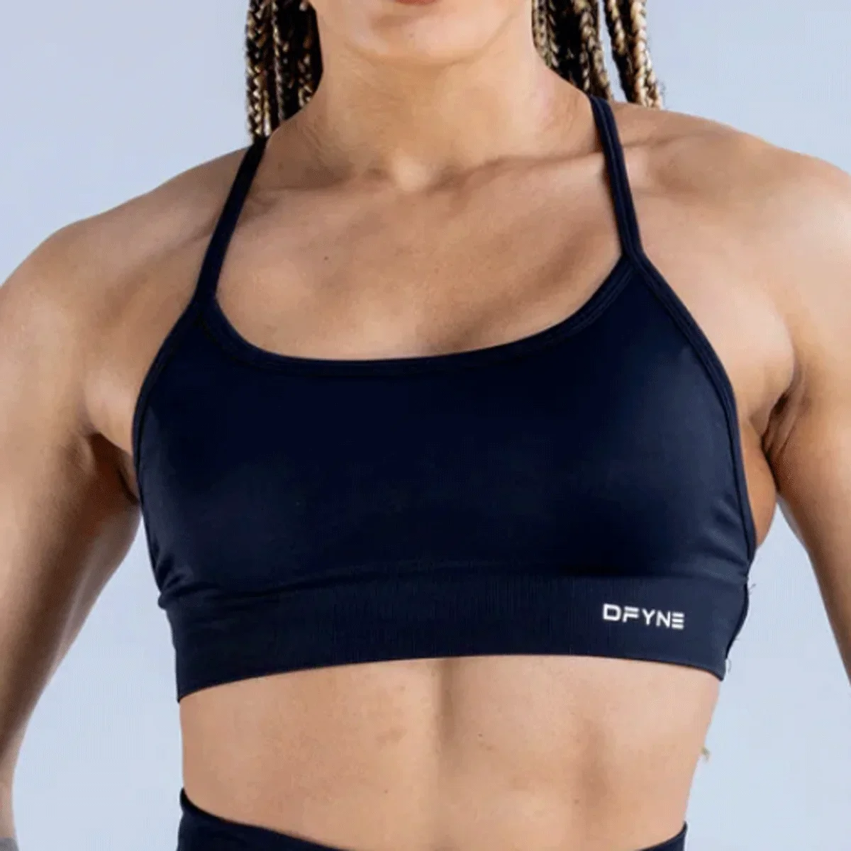 Dfyne Dynamic Backless Sports Bra for Women Seamless Yoga Top Bra Medium Support Padded Gym Crop Top Stretchy Fitness Sports Top