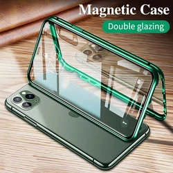360 Metal Magnetic Adsorption Case For iPhone 12 11 Pro XS Max X XR Double-Sided Glass Case For iPhone 7 8 6 6s Plus XS SE Cover
