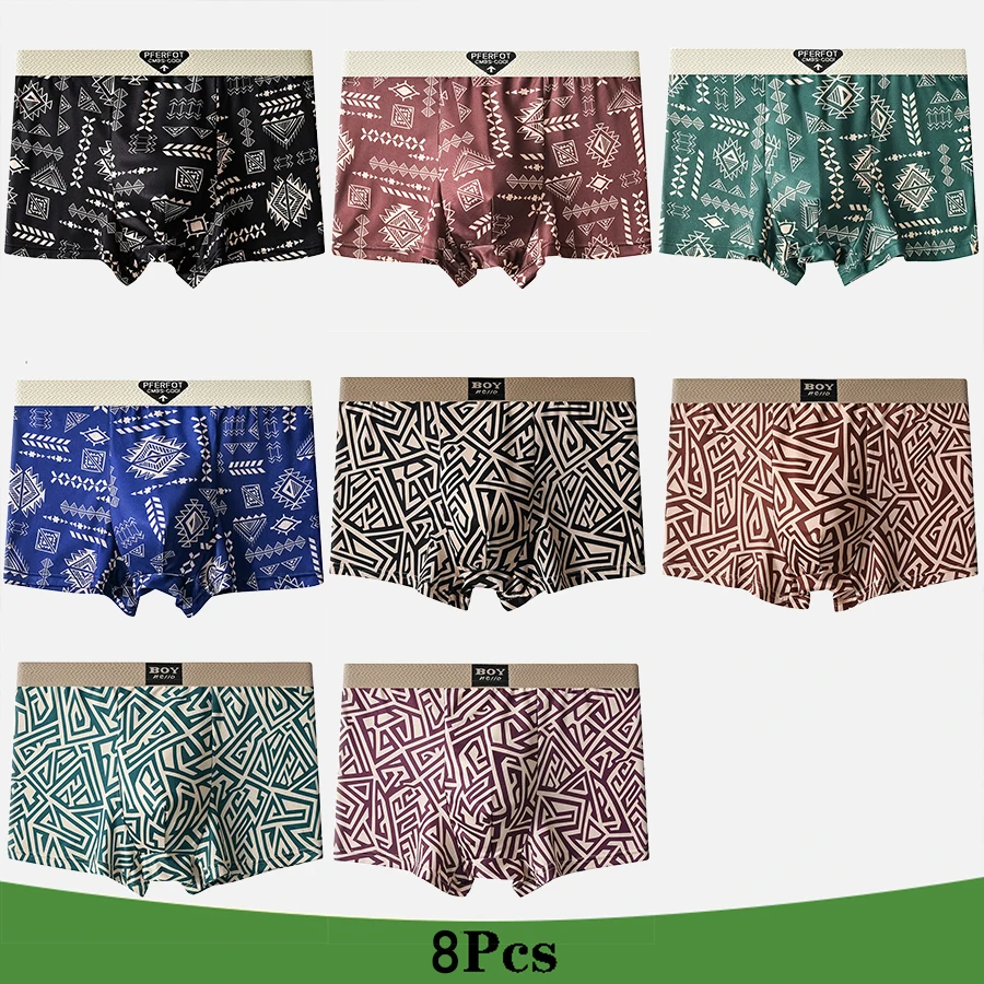 

8 шт./лот, мужские трусы-боксеры в стиле ретро, комплект мягкого удобного мужского нижнего белья, трусы-боксеры высокого качества