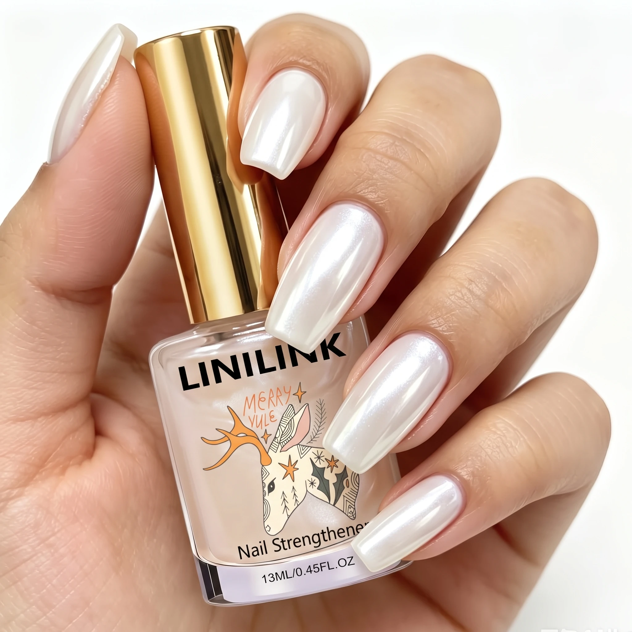 LINILINK Cool Clear Pearlized Polish, Glossy Naturally Quick-Dry, for Spring/Summer Hand & Foot, Perfect Gift for Busy DIY Lover