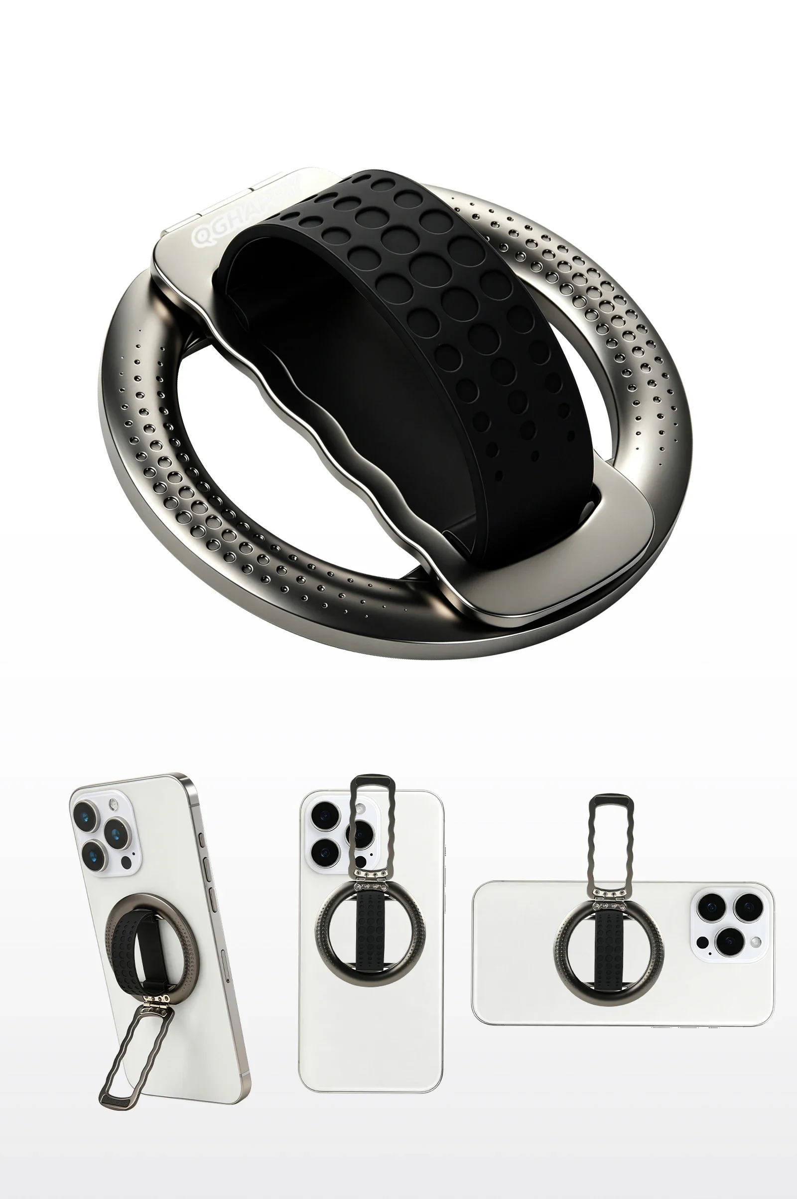 Magnetic Finger Ring Phone Holder Magsafe Silicone Strap Portable Stand for IPhone 17 16 15 Pro Max Plus Samsung Xiaomi