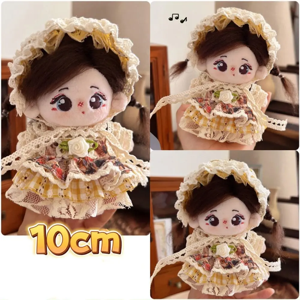 Maid Costume 10cm Doll Dress Camellia Multicolor Plush Dolls Cartoon Skirt Skirt Miniature Cotton Dolls Halter Dress