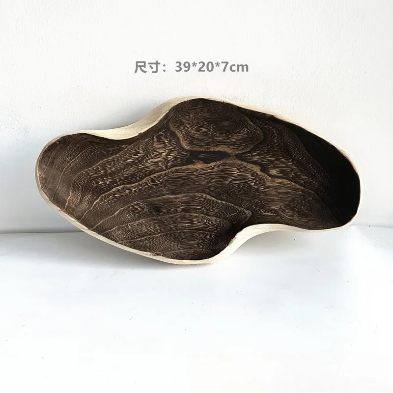 Handmade roasted paulownia craft tray pastoral wabi wind home furnishing decoration ornament