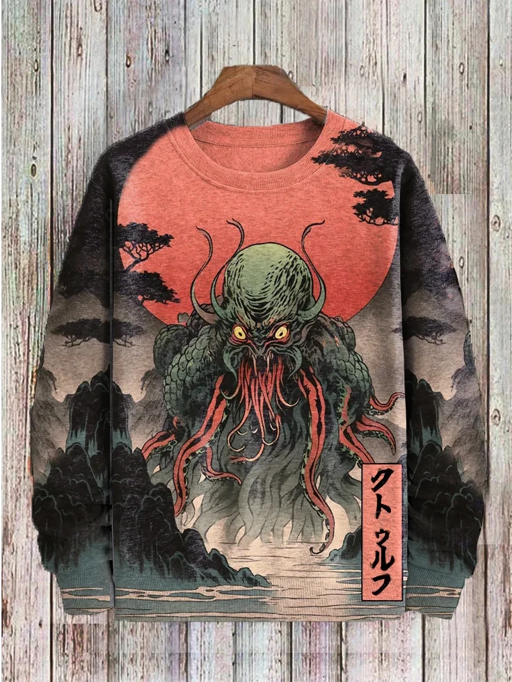 

Autumn New Arrival Japanese Art Hoodies Vintage Cat 3D Printed Pullovers Men Women Casual Oversized Crew Neck Y2k Sweatshirts