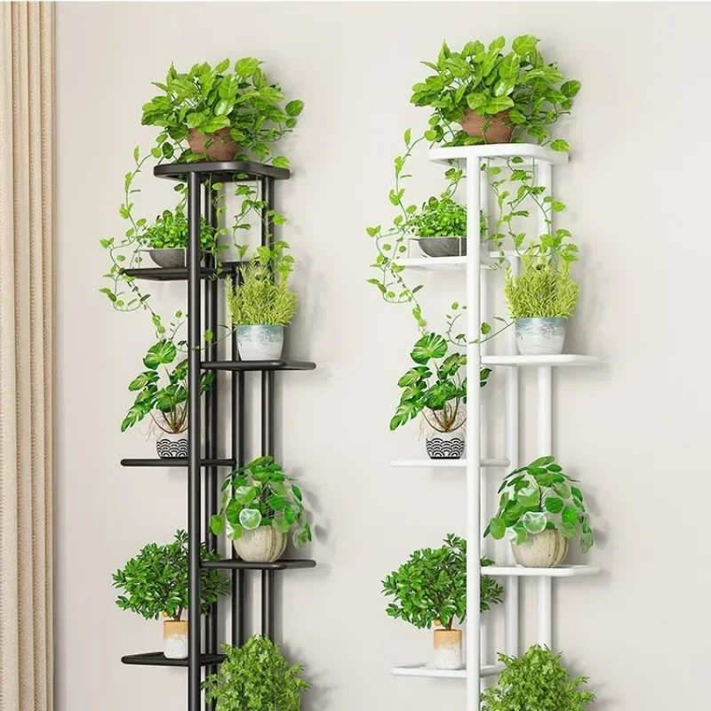 flower shelf, dill hanging orchid, household multi-layer interior, steel and wood balcony living room, bedroom floor-to-ceiling