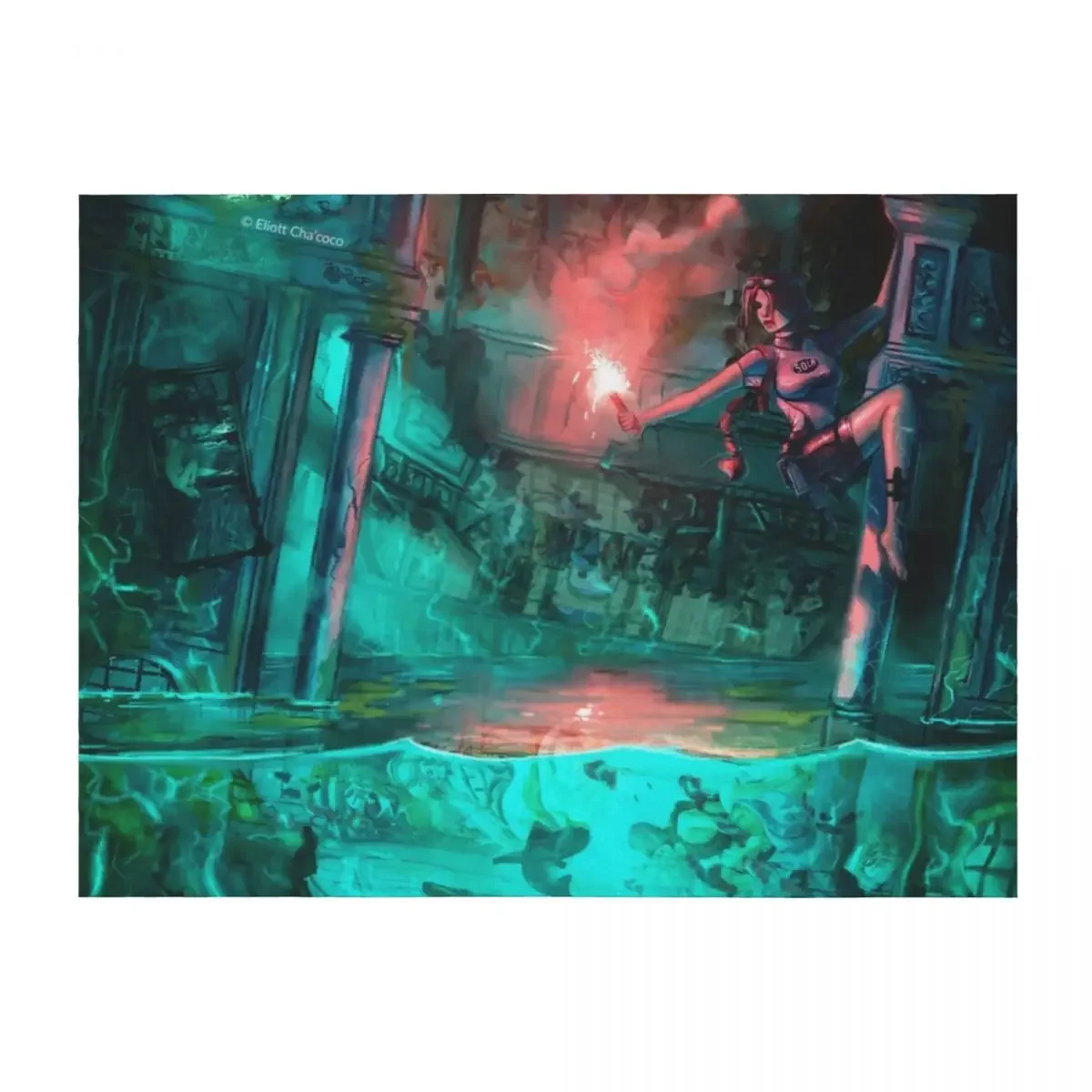 

Wreck of the Maria Doria - Tomb Raider 2 - Lara Croft Art by Eliott Cha'coco Throw Blanket Summer Polar sofa bed Blankets