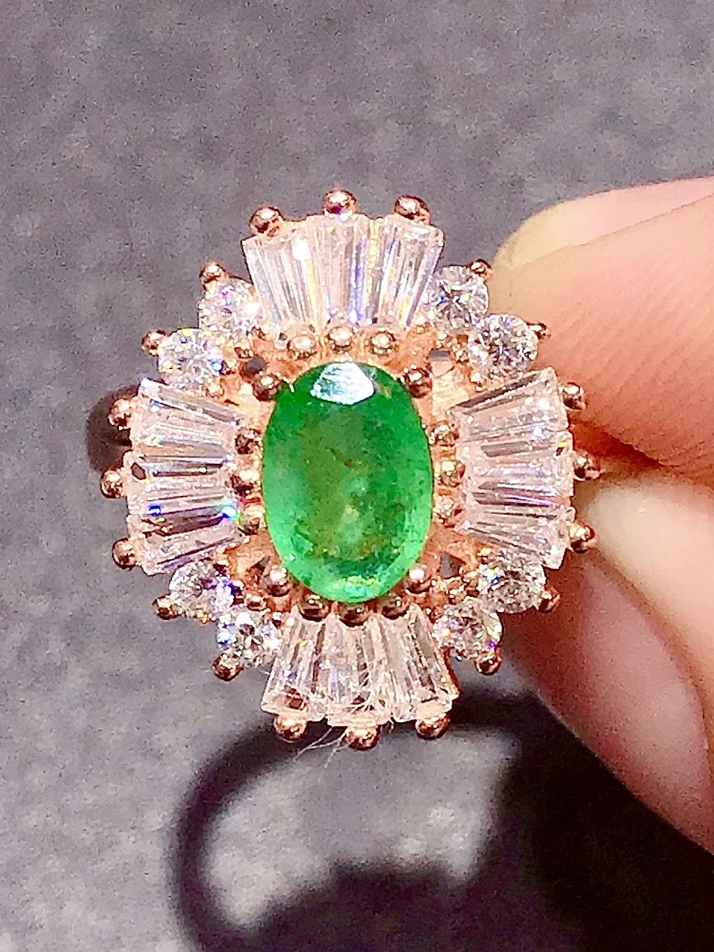 

100% Natural Emerald Wedding Ring for Woman 5mm*7mm Emerald Silver Ring for Party Fashion 925 Silver Emerald Ring Gift for Wife