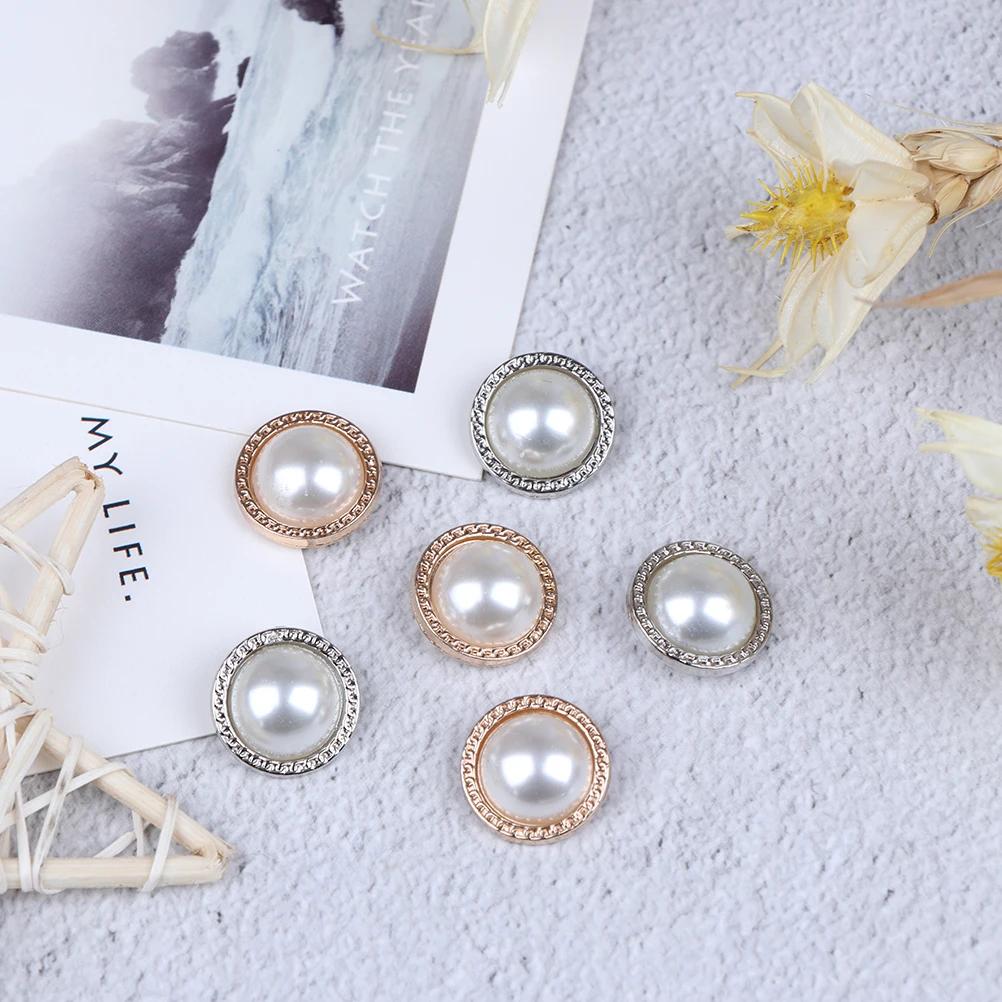 10pcs Pearl Metal Shank Buttons for Sewing Scrapbooking DIY Craft Decoration