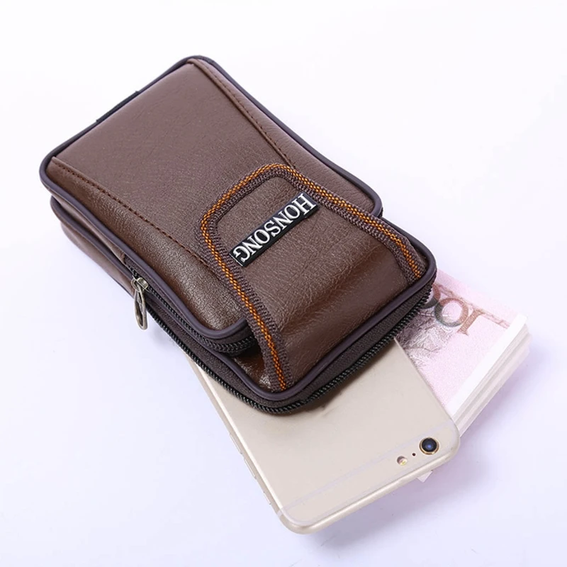 taille en cuir Vintage pour hommes, pochette téléphone multifonction, ceinture Sport, ceinture hanche, étui à