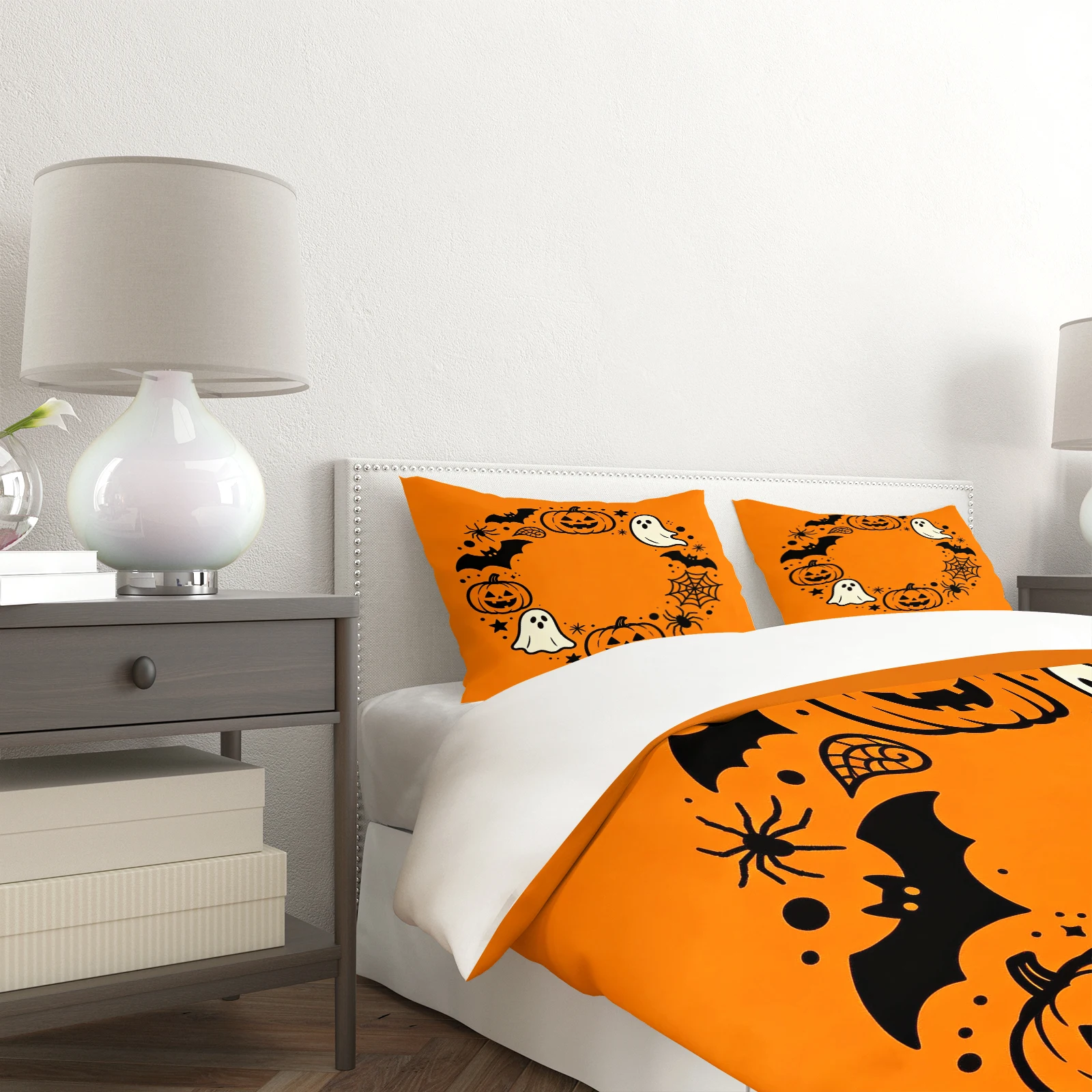 طقم غطاء لحاف برتقالي للهالوين - مراجعة Duvet Cover Sets With Zipper وسعره