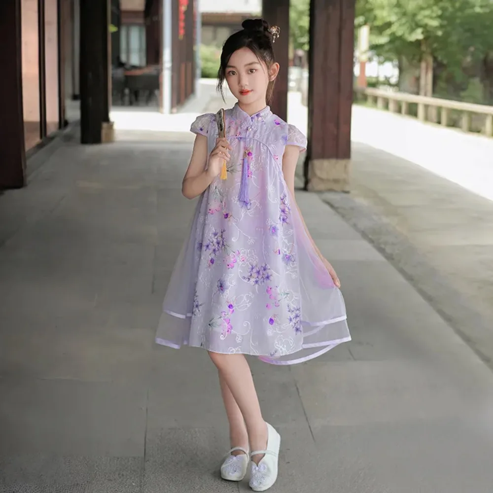 

Children Clothing Party Ethnic Style Fairy Princess Cheongsams Girl Dress Summer Chinese style Hanfu Qipao Vintage Kids Clothes