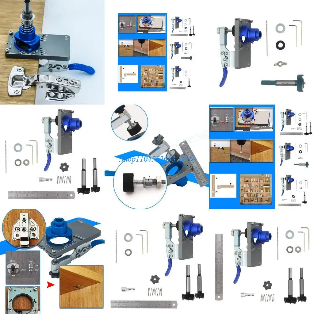 Y6GD Maschera per cerniera nascosta da 35 mm noioso Guida per trapano Set punte per taglierina noioso per porta