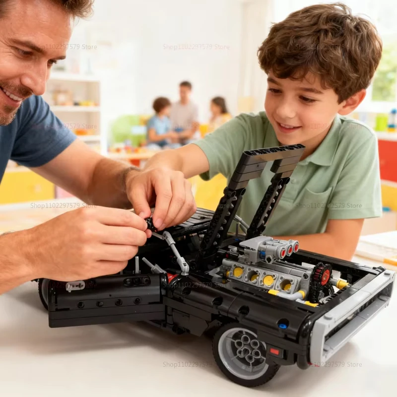 Mechanical Set Series Racing Building Blocks 1077PCS Children's Educational DIY Toys Model Assemble Bricks Party Christmas Gifts