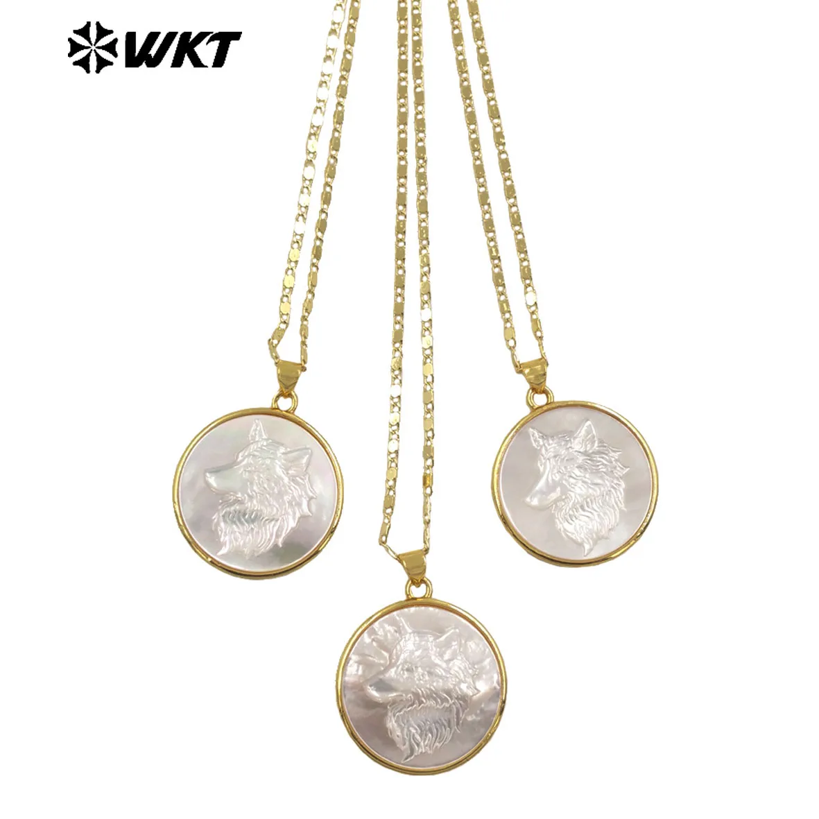 WT-JN352 5PCS Natural Mop Shell Lovely Elegant Gentle 18inch Round Shape Necklace With 18k Real Gold Plated  For Girls Jewelry