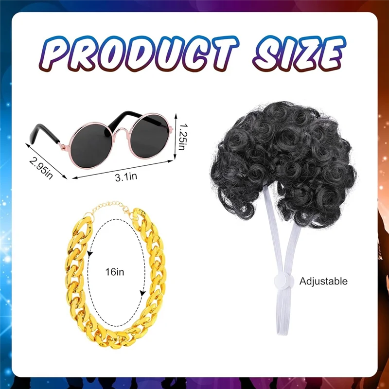 MOPHE-3 peças por conjunto roupas de ganso de varanda legal, roupas de fantasia de estátua de ganso de gramado legal, peruca de óculos de sol de ganso de jardim de varanda dourada