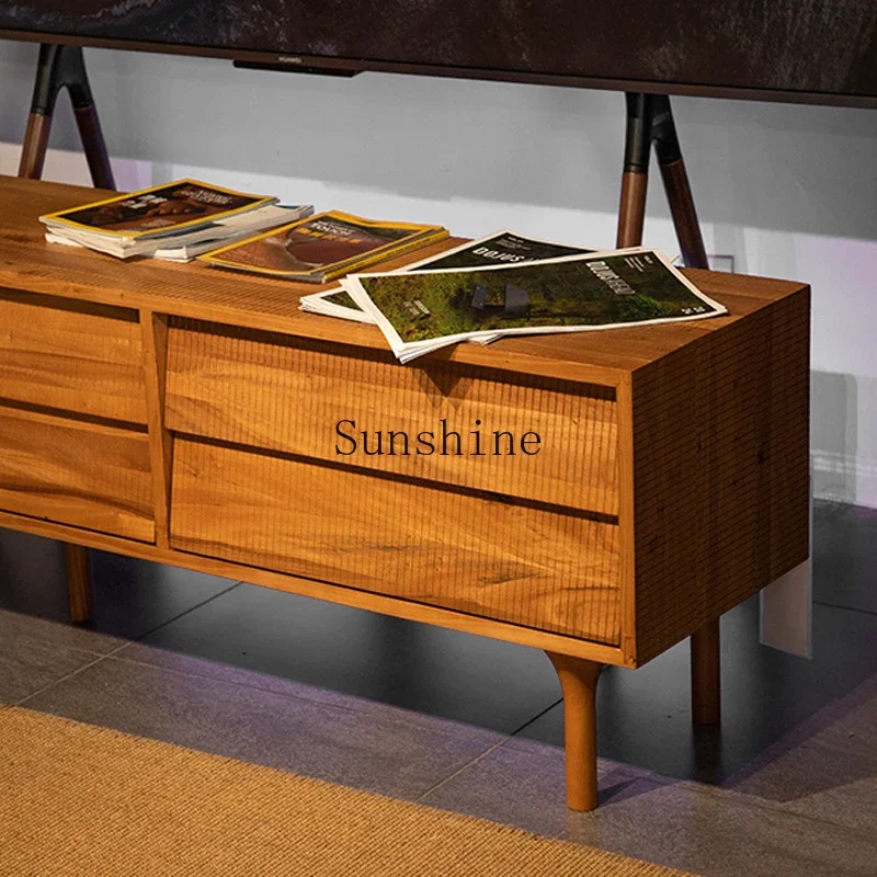 Log Japanese retro style six pumping low cabinet simple storage storage  FT