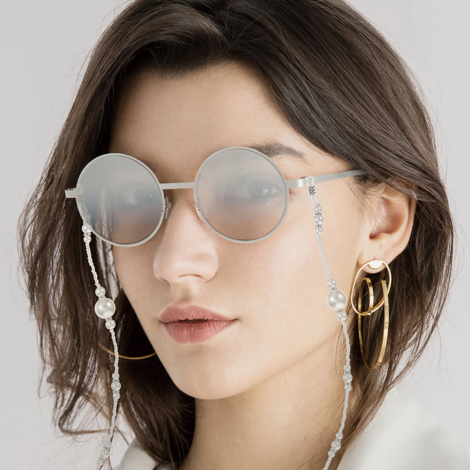 

2Pcs Beaded Eyeglasses Lanyard Premium Pearl Glass Hanging Rope for Glasses and Sunglasses Stylish Neck Chain Decoration Easy