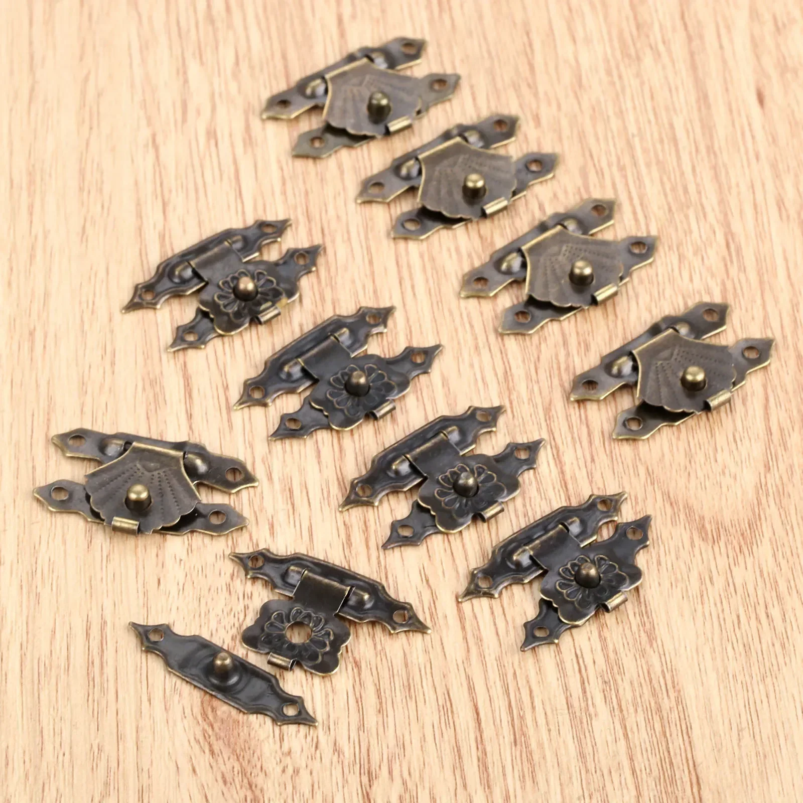10 Pcs Antique Bronze Iron Jewelry Box Padlock Hasps Latch Clasp Lock Wooden Wine Gift Box Buckle Furniture Hardware 30*18mm