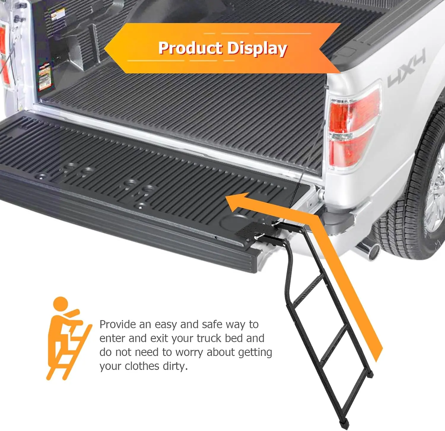 

3 Step Ladder Steel Pickup Truck Accessories Universal Fit Tailgate Mounted Ladder for Pickup Truck's Bed Truck Tailgate Ladder