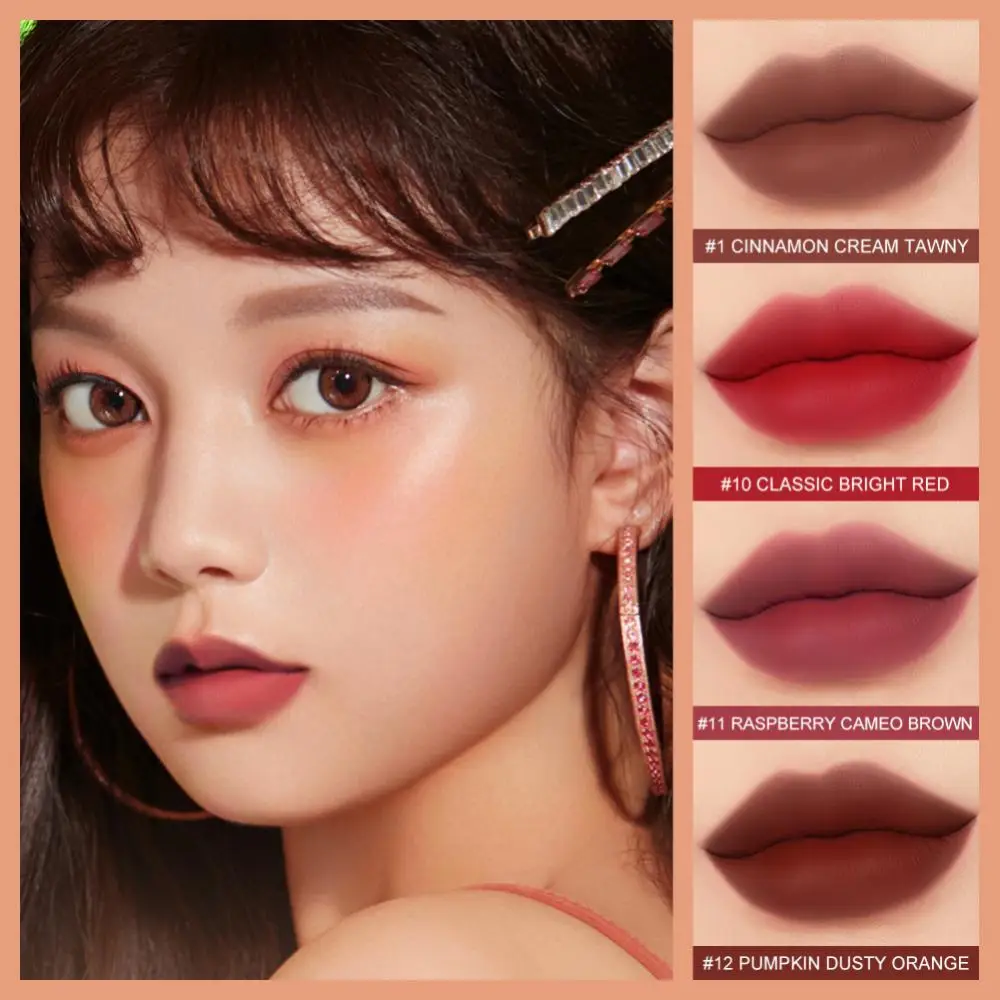 1~4PCS Soft Mist Lip Glaze Lasting Colored Lipstick 12 Colors Liquid Lipstick Beauty Cosmetics Velvet Matte Lip Gloss Waterproof