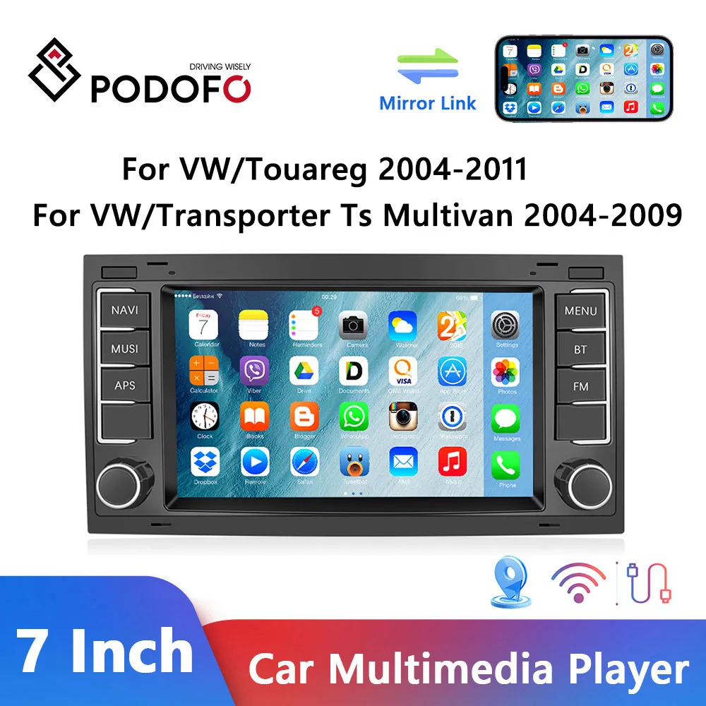 

Podofo Android 11 Car Radio For Para Volkswagen Touareg 2004-2011/Transporter Ts Multivan 2004-2009 7'' Multimedia Video Player