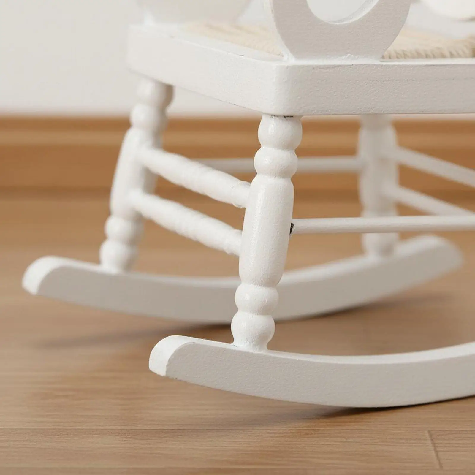 1:12 Scale Rocking Chair Handcrafted Detail Miniature Rocking Chair high Detailed Mini Wooden Rocker for Doll Collectors,