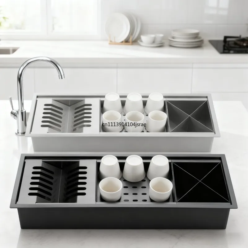 Large Stainless Steel Dish Drainer with Drain Tray and Cutlery Holder, Kitchen Sink Counter Storage Rack