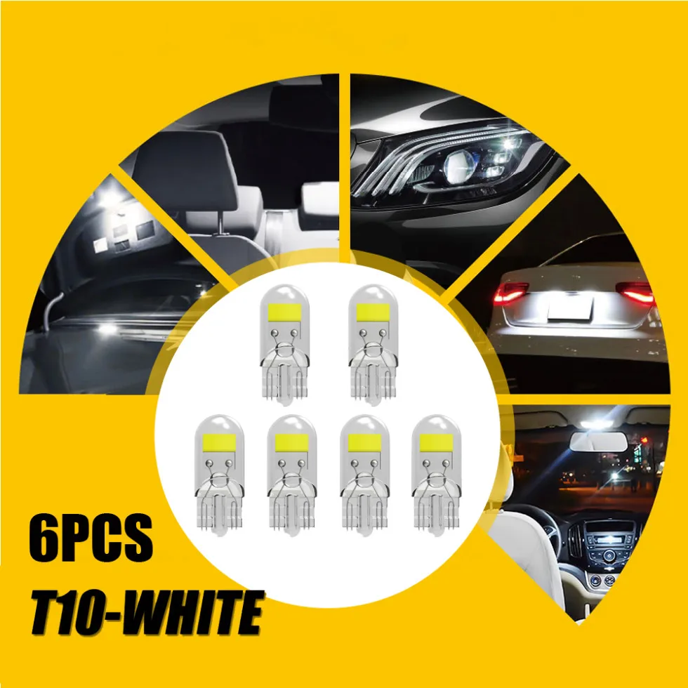 

6pcs Car Instrument Bulbs Turn Signal Lamp Universal Car Headlights Led Bulbs T10 Auto Interior Dome Reading Bulb Accessories