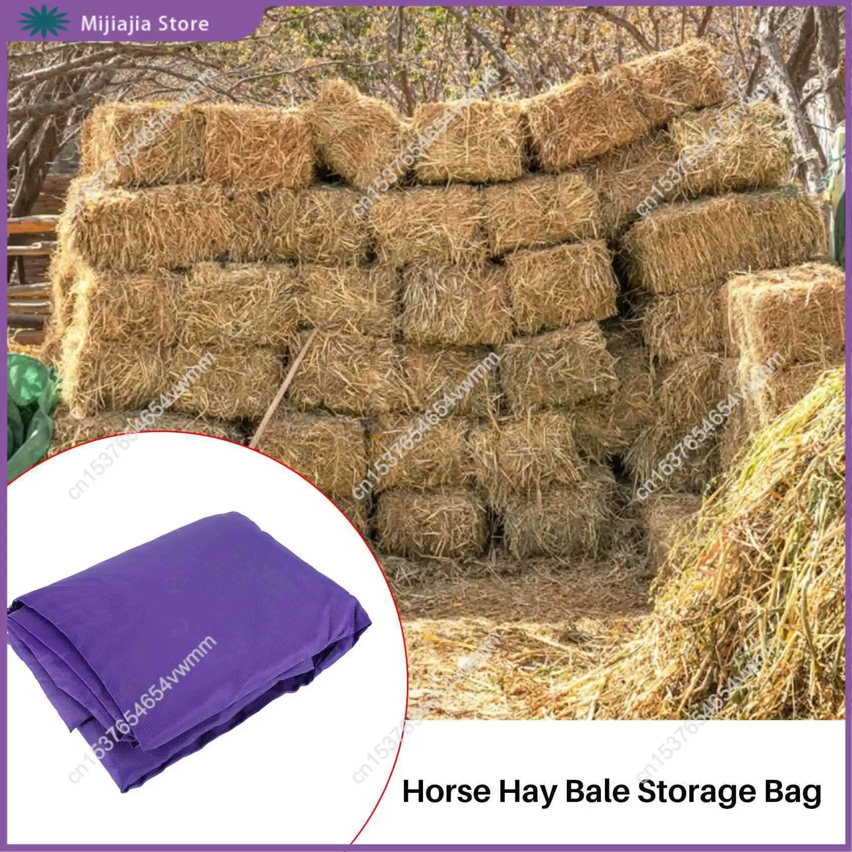 乾草ベール収納バッグ、特大トート乾草ベールキャリーバッグ、折りたたみ式携帯馬と家畜用乾草ベールバッグ（ジッパー付き防水）