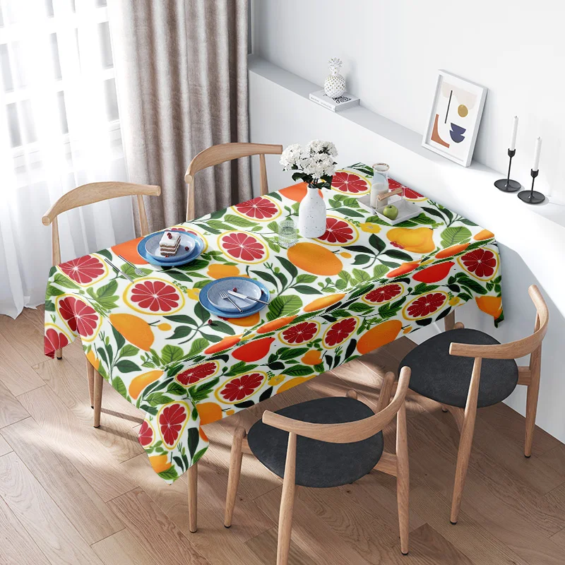 Fruit Tablecloth Tropical Patterned Kitchen Dining Table Cover Washable Decorative Table Topper for Home Party Decor