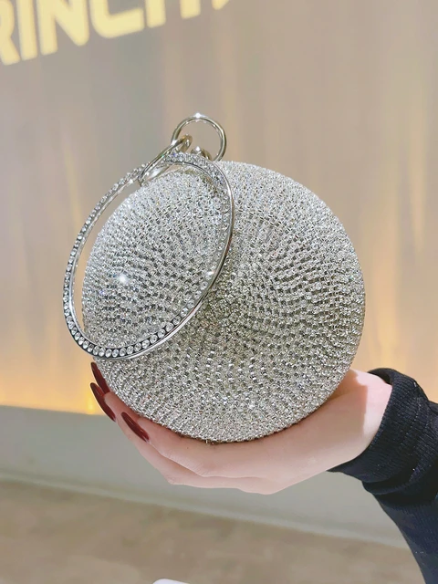 Diamond Clutch Purse Mini Round Handbag Luxury Elegant Evening Bag Handle Bag For Women Bride Bridesmaid Wedding Party Handbag Evening Bags AliExpress