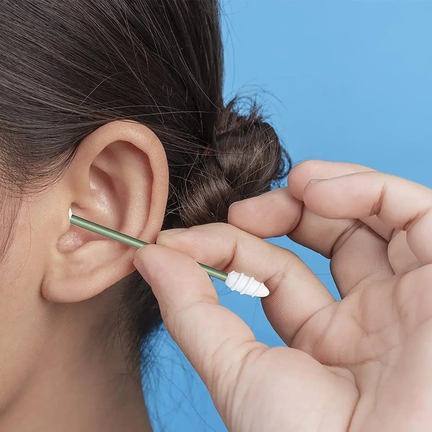 ボックス付きポータブル双頭ソフトメイク綿棒耳掃除セットシリコーン再利用可能な綿棒耳かきキット