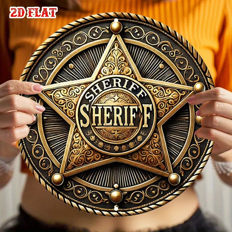 Vintage Sheriff-Abzeichen-Metallschild, schweres Aluminium-Western-Dekor für Zuhause, Garage, Männerhöhle, für den Innen- und Außenbereich, perfektes Geschenk