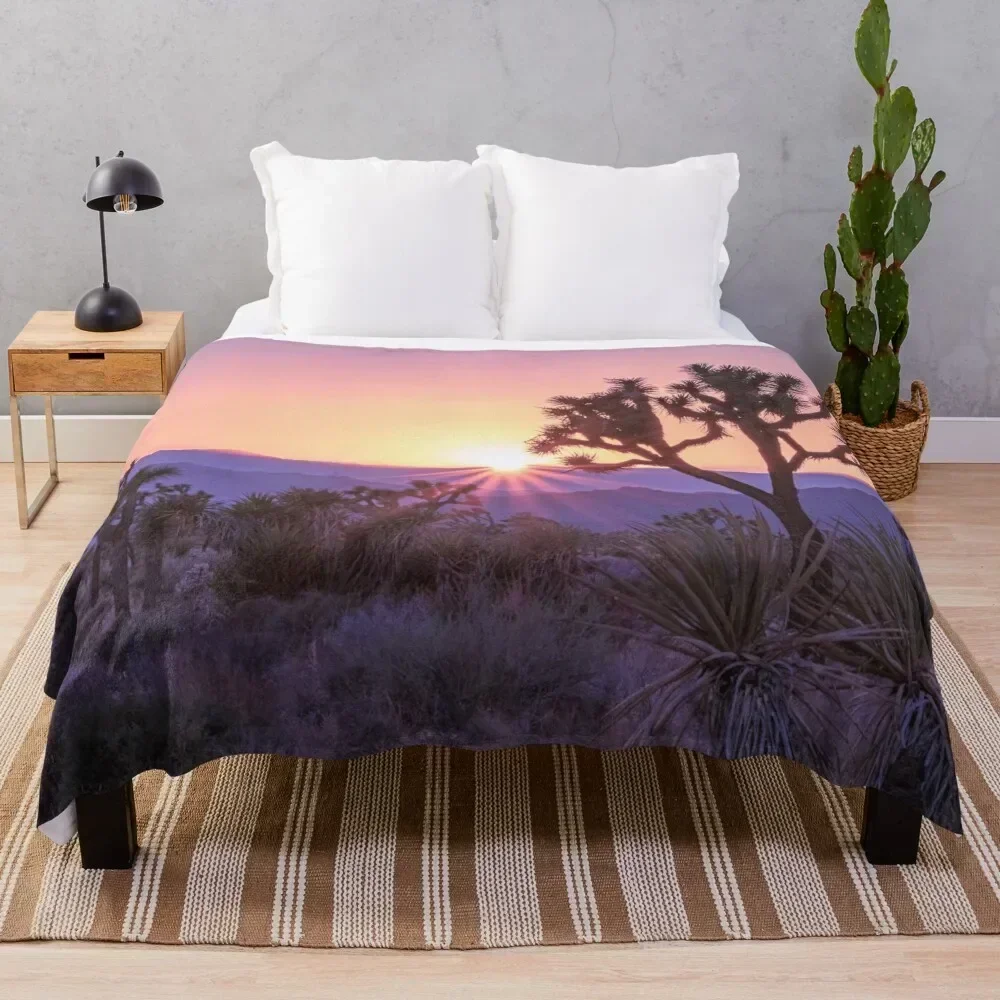 

Joshua Tree Sunset - Nature Landscape Throw Blanket Warm Throw Blanket Gift for Anniversary