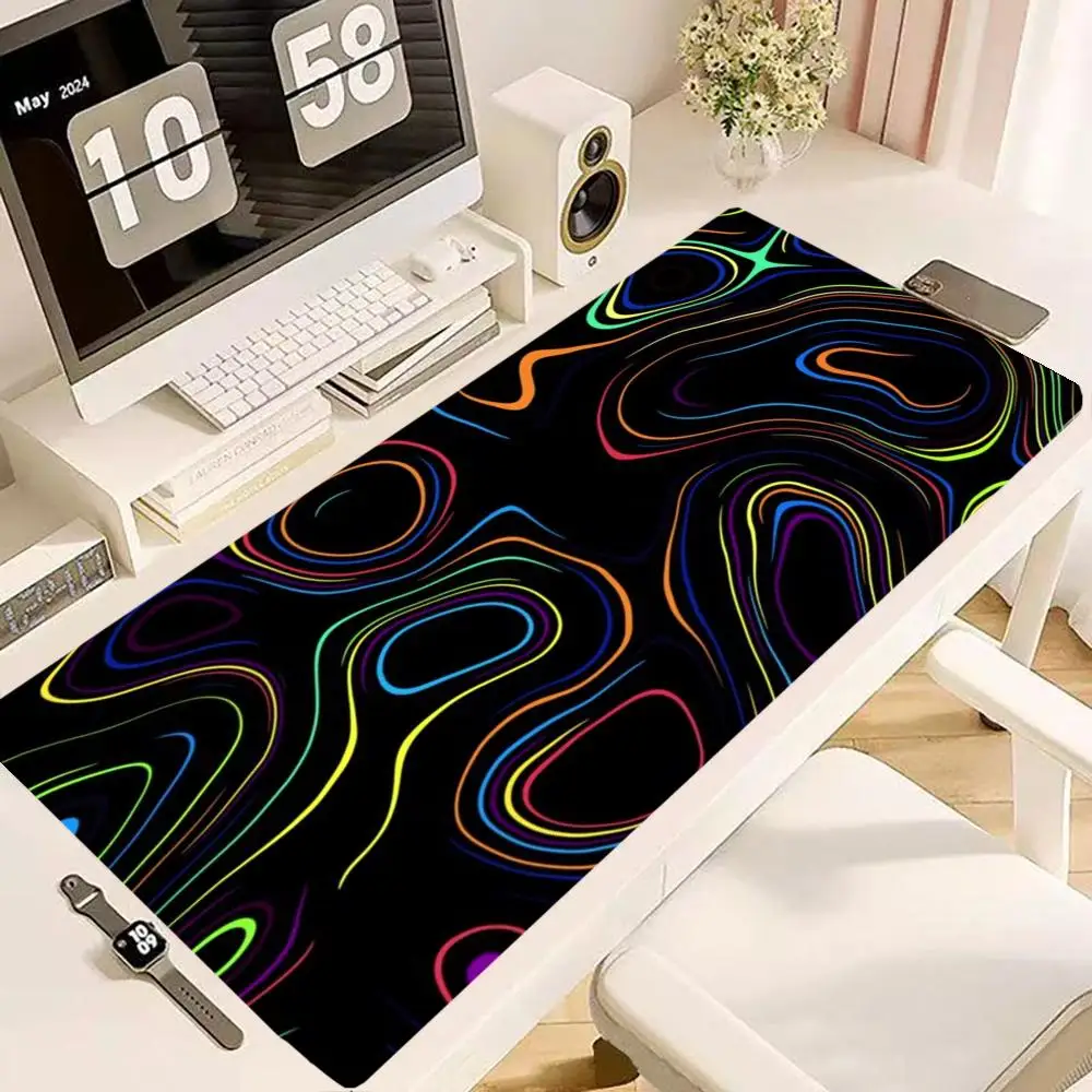 Pink White Blue Psychedelic Wavy Texture Mouse pads games keyboard accessories large size bedroom learning table mat laptop