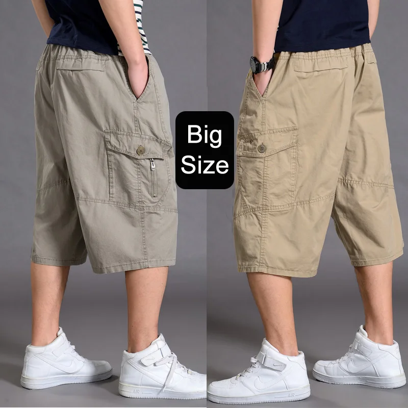 Grande tamanho de algodão gordo shorts homens carga curto casual plus size calças cortadas esportes tático folgado calças soltas 5xl 6xl verão