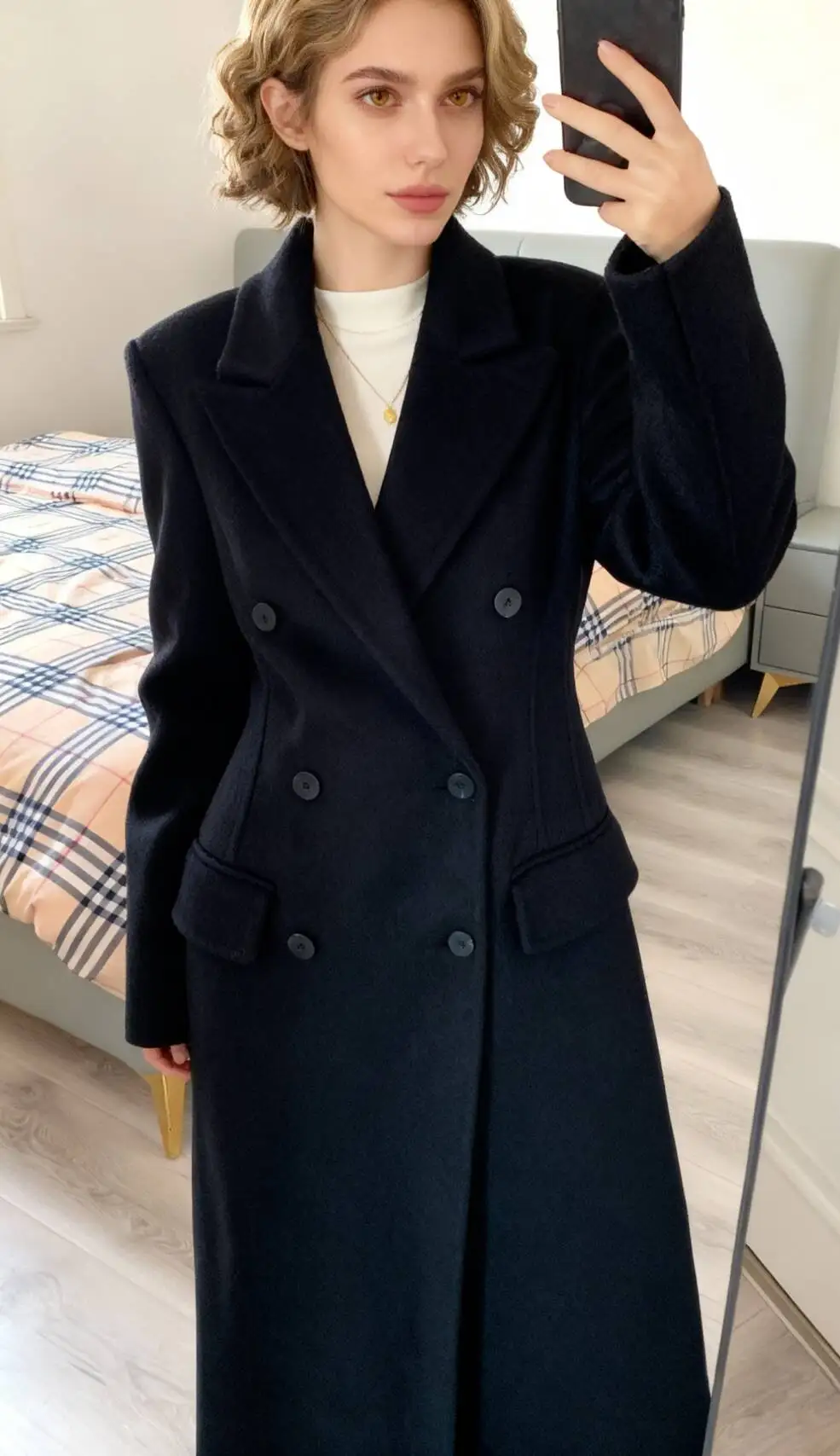 

Wool Blend Coats Womens Woolen Coat Red Fall Suede Herringbone Stand-Up Collar Elegant Mature Classical Style Office Lady Casual